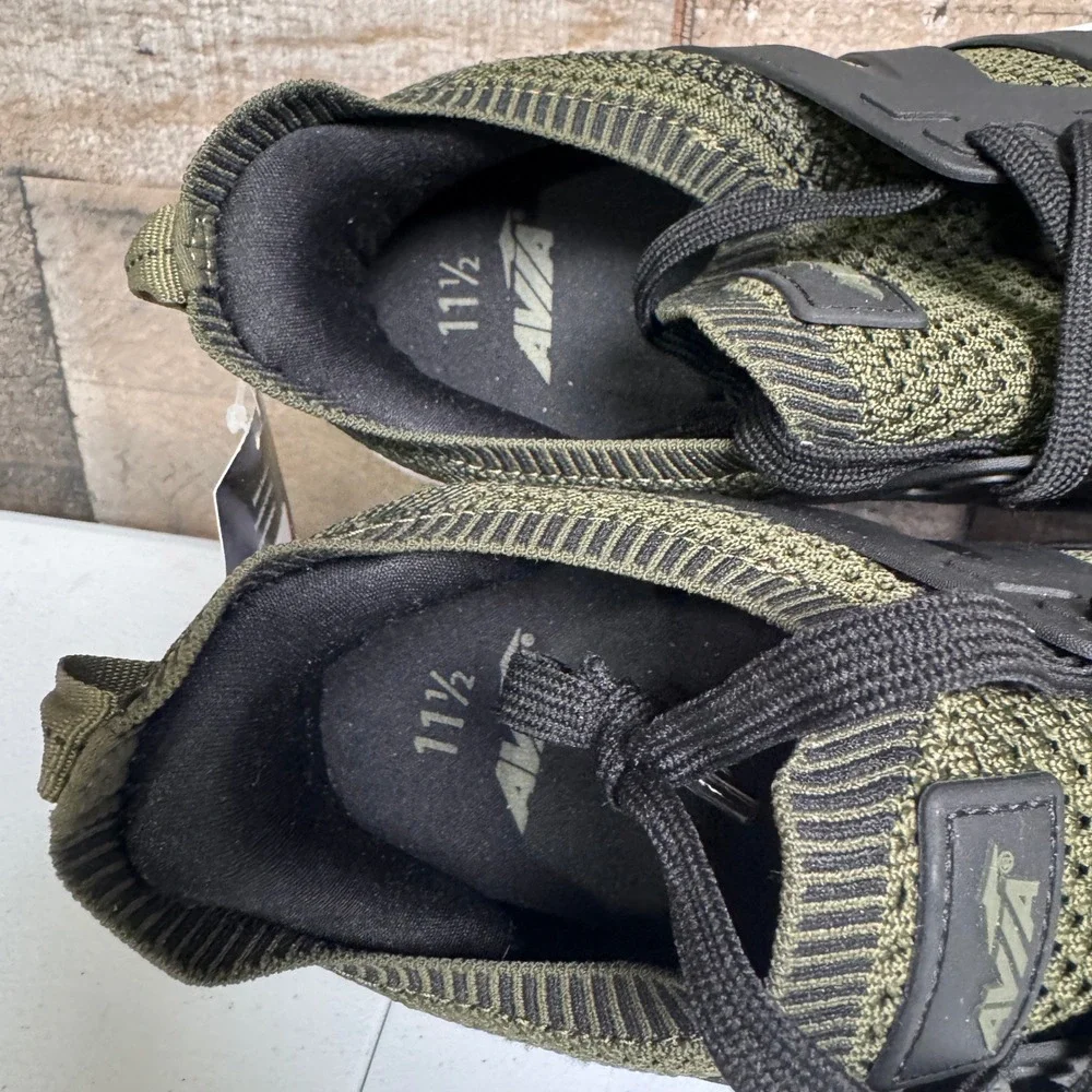 Avia Sneakers Mens 11.5 Olive Green Black Knit Athletic MNAI24CA059 Walking NEW